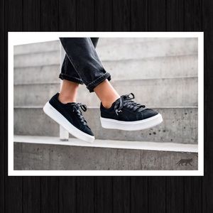 puma black and white platform shoes